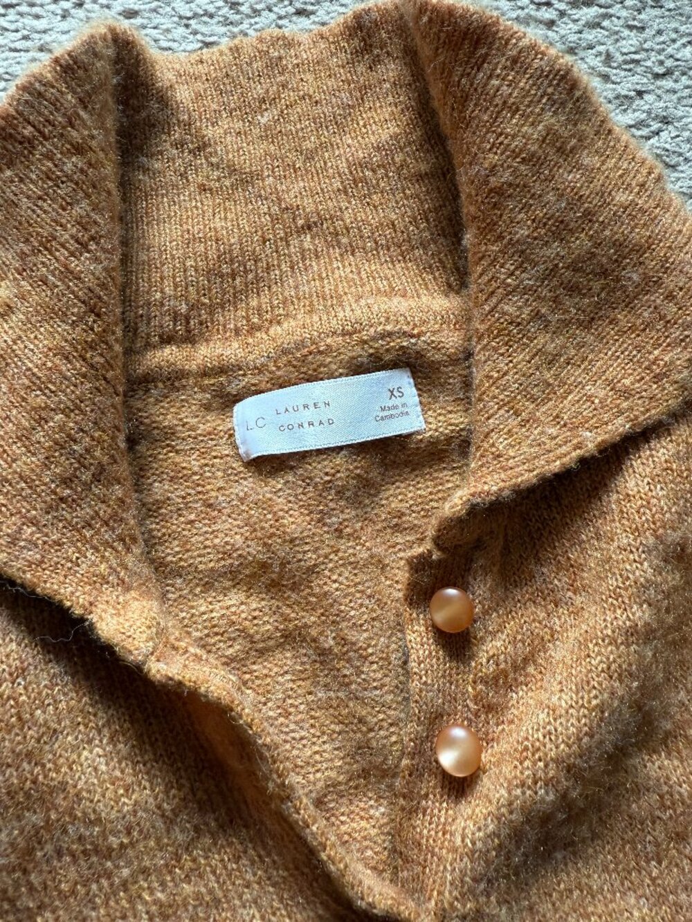 LC Lauren Conrad Collared Knit Sweater | Soft Brown Cozy Pullover XS
